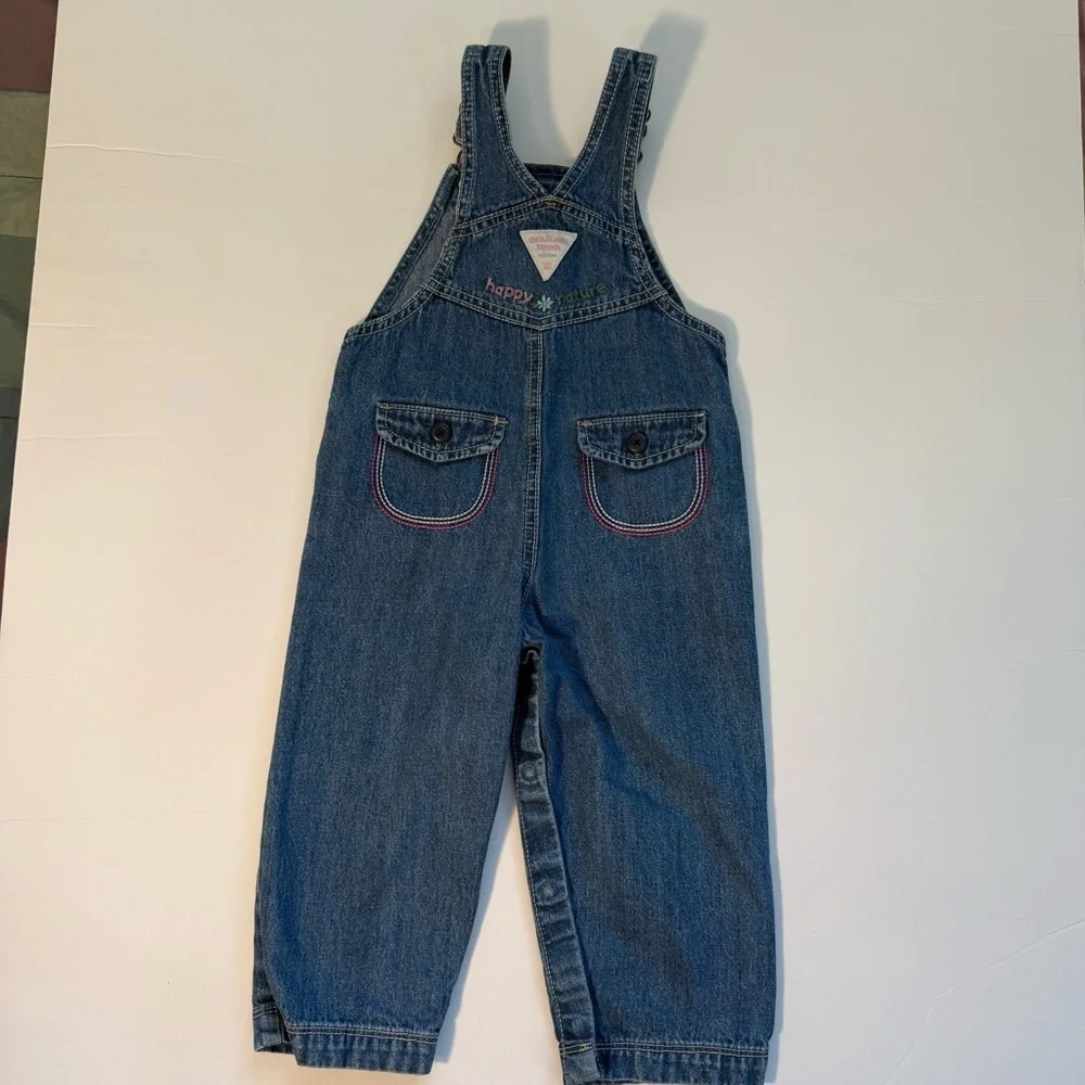 Vintage OshKosh Denim Overall girls happy nature Heart Embroidery size 24 mo